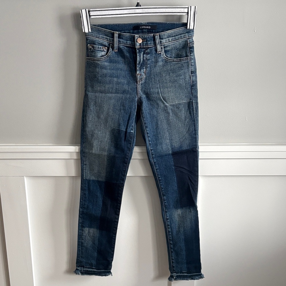 J Brand Patchwork Blue Skinny Jeans